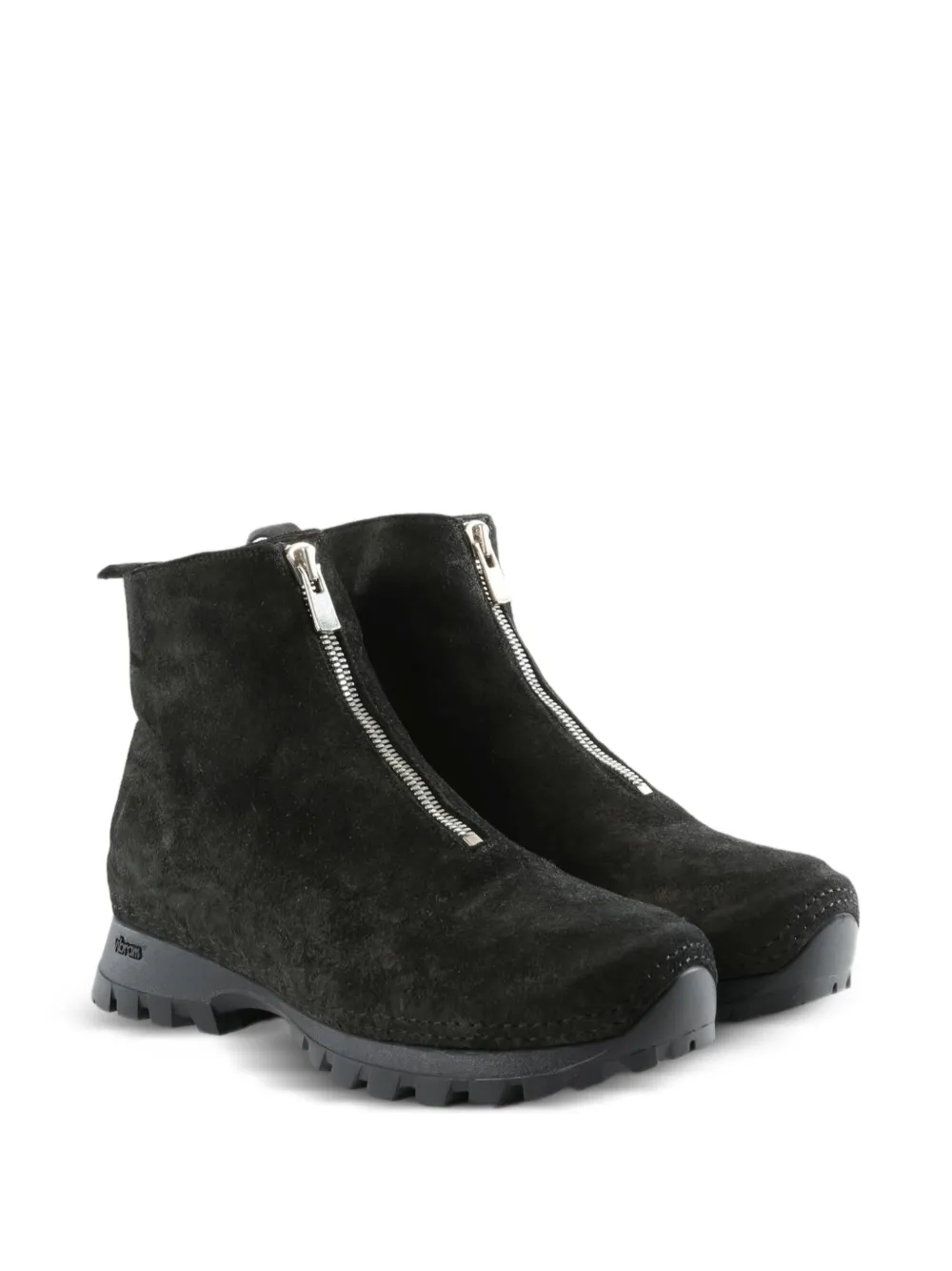 Guidi front-zip suede boots Zwart