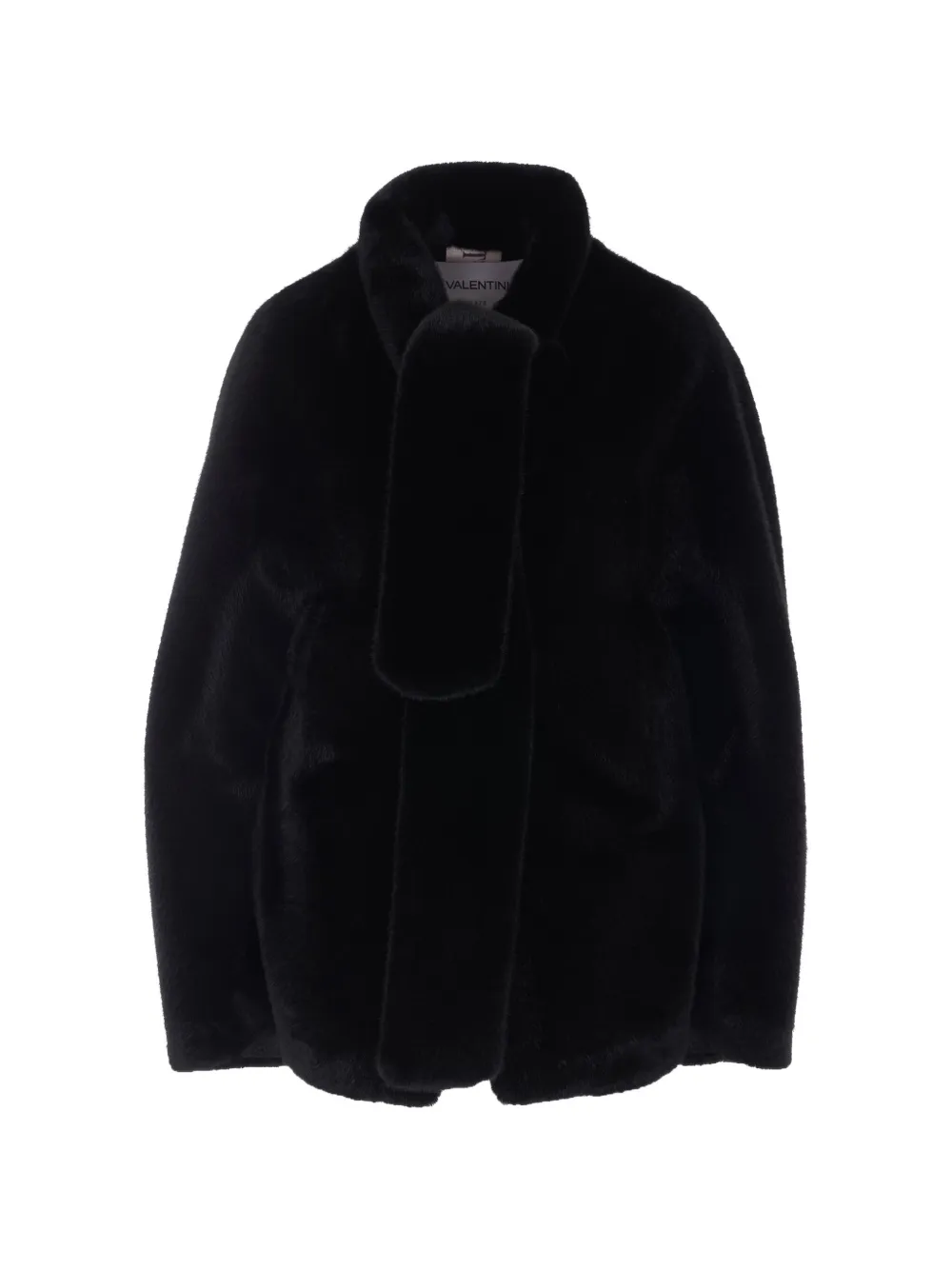 Valentini 1972 Faux-fur Scarf-detail Jacket In Black