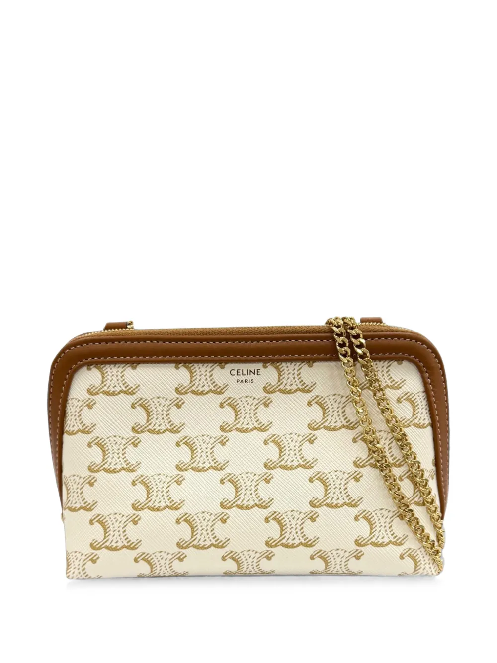Celine Pre-Owned Borsa a tracolla Triomphe in tela cerata con catena 2021-2023 - Bianco