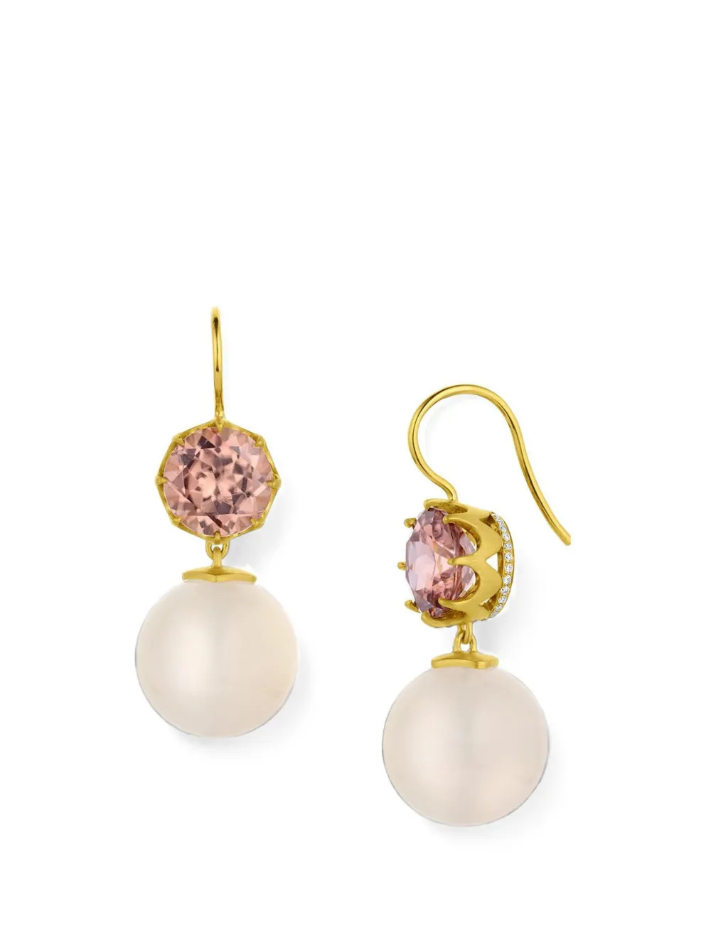 Leigh Maxwell rose zircon and moonstone earrings - Gold
