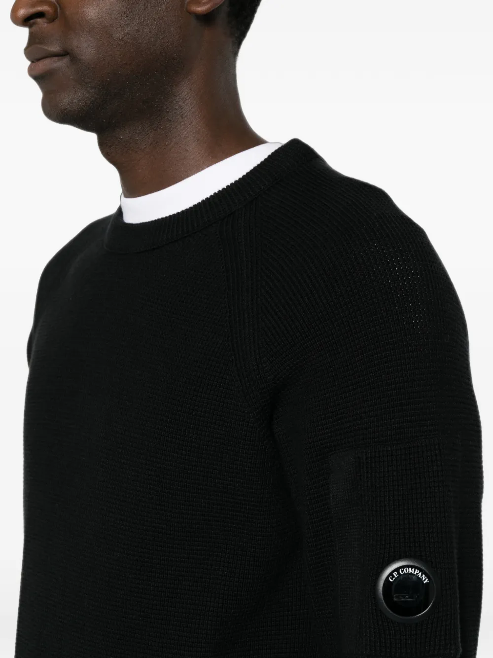 C.P. Company Trui met raglan mouwen en Lens-detail Zwart