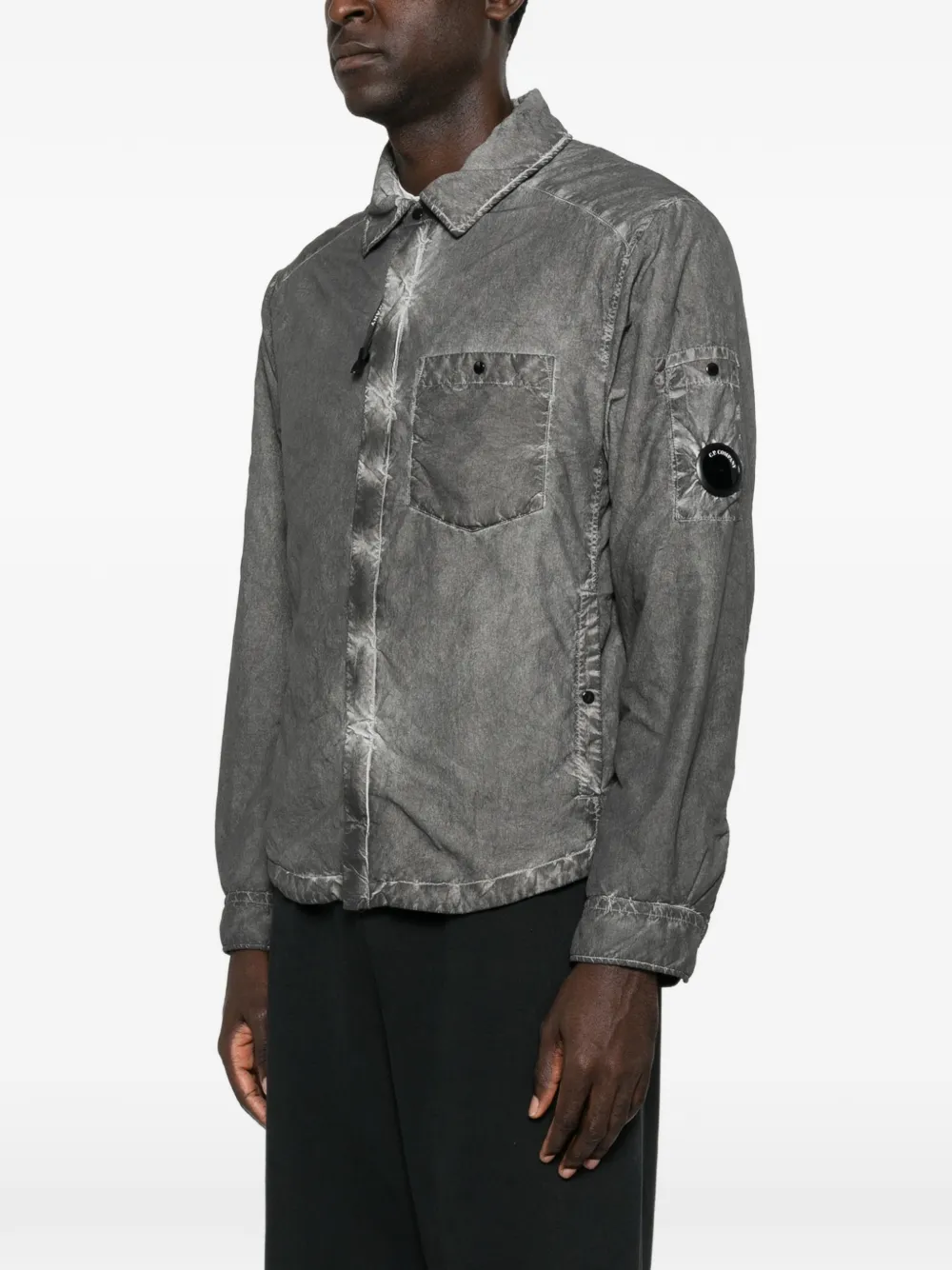 C.P. Company Flatt Lens gewatteerd nylon shirtjack met rits Grijs
