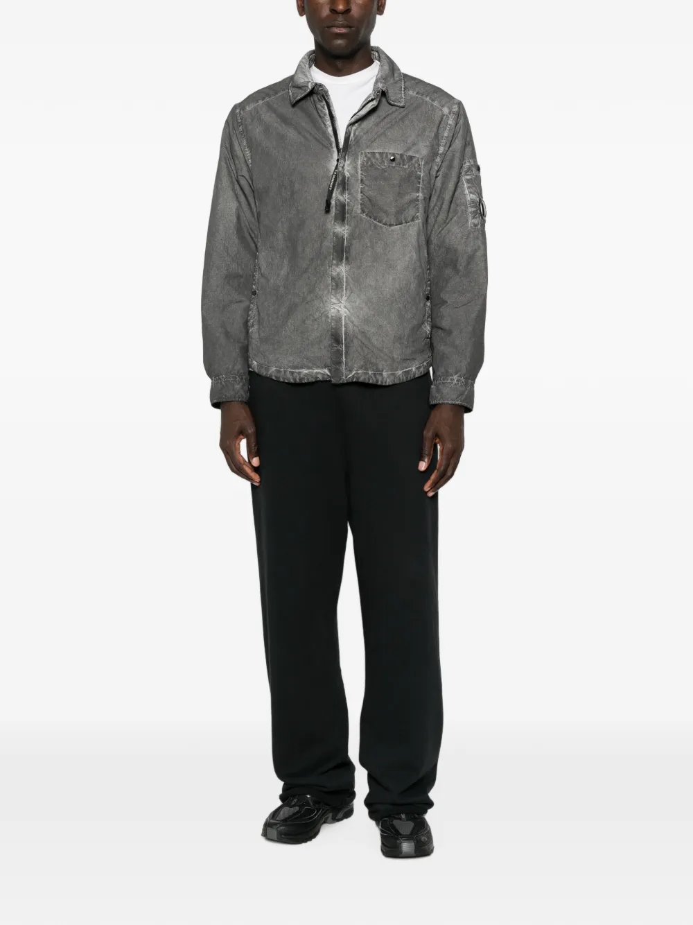C.P. Company Flatt Lens gewatteerd nylon shirtjack met rits Grijs