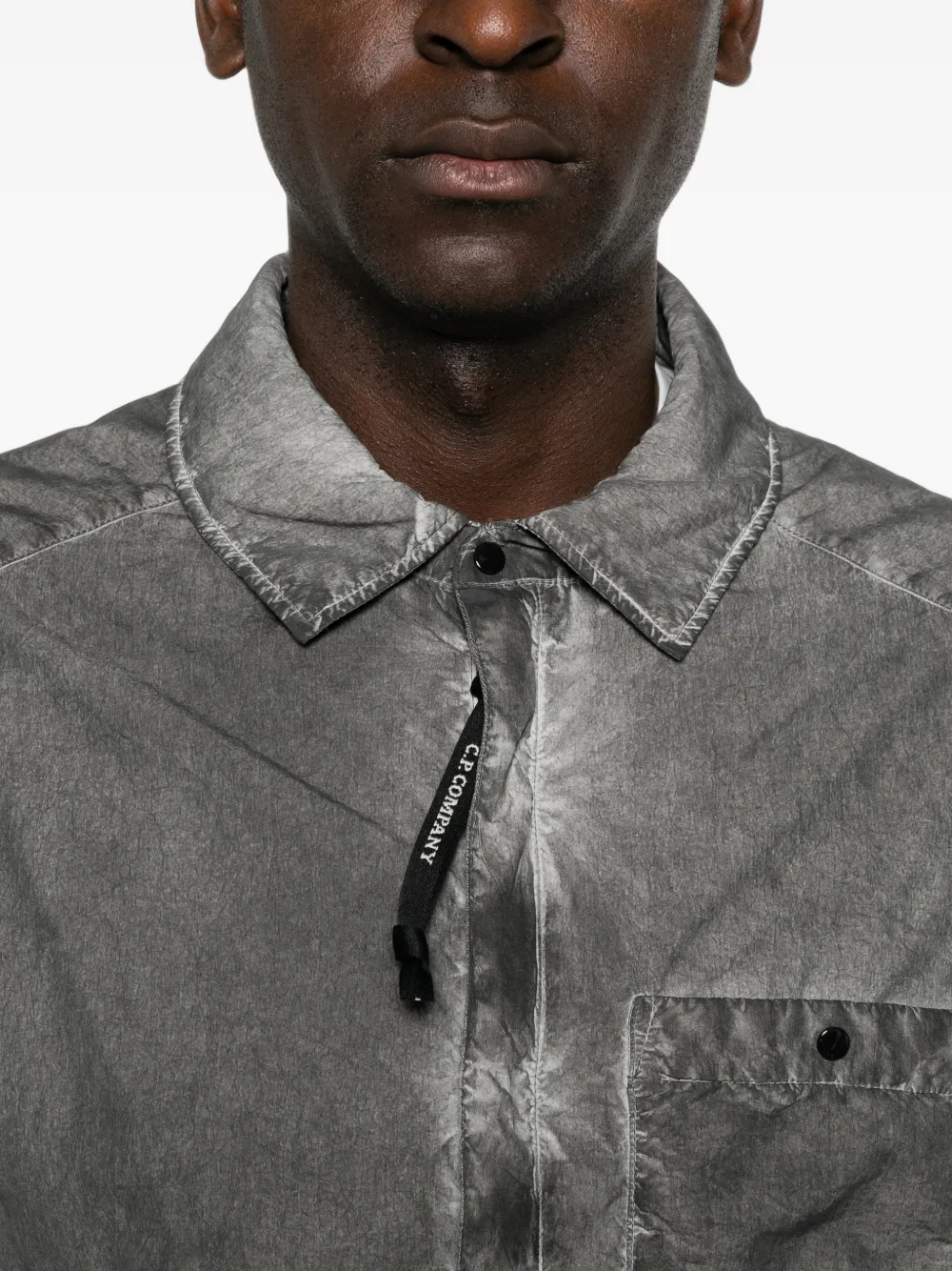 C.P. Company Flatt Lens gewatteerd nylon shirtjack met rits Grijs