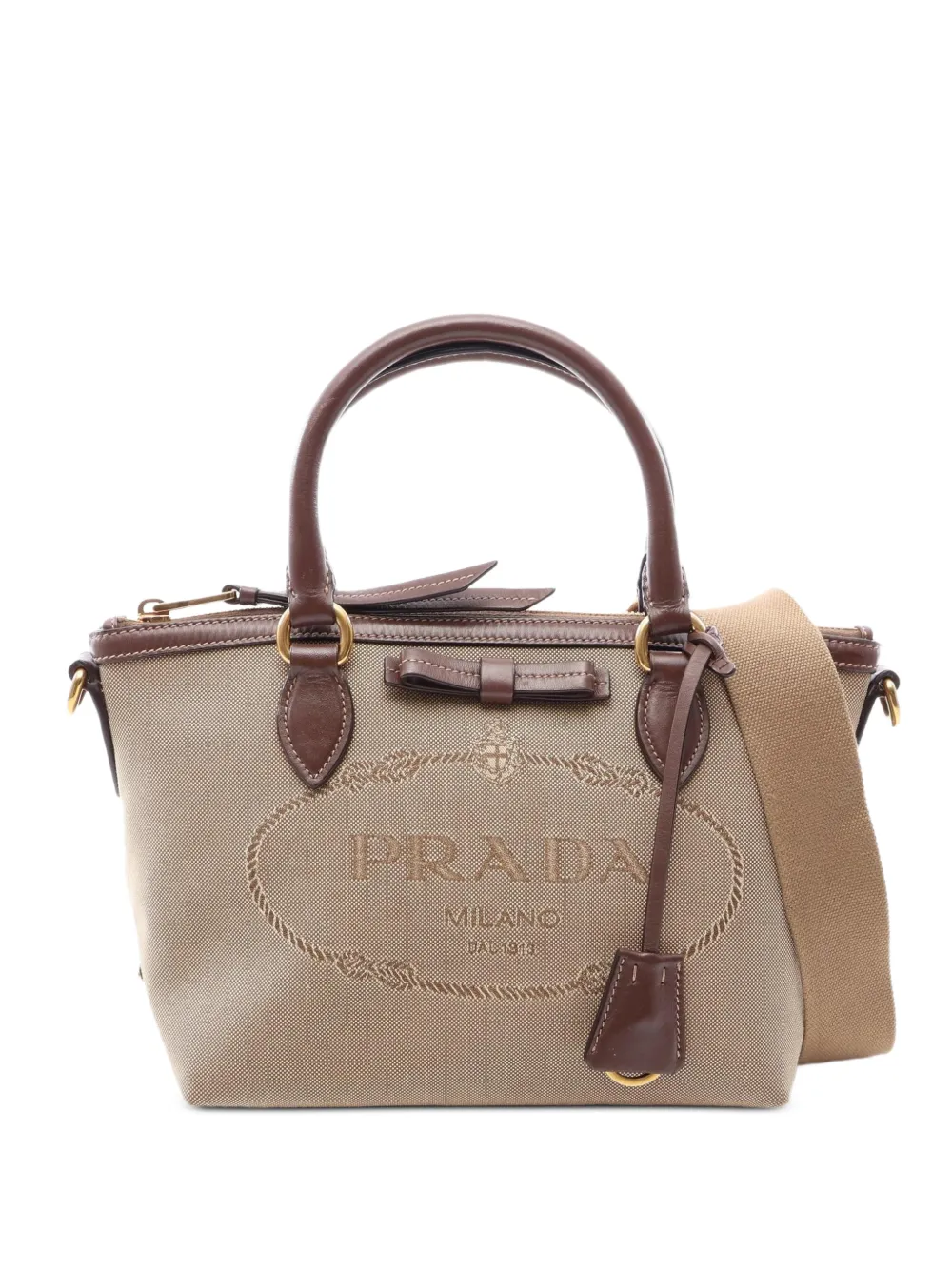 Prada Pre-Owned 2010s logo jacquard tote bag - Toni neutri