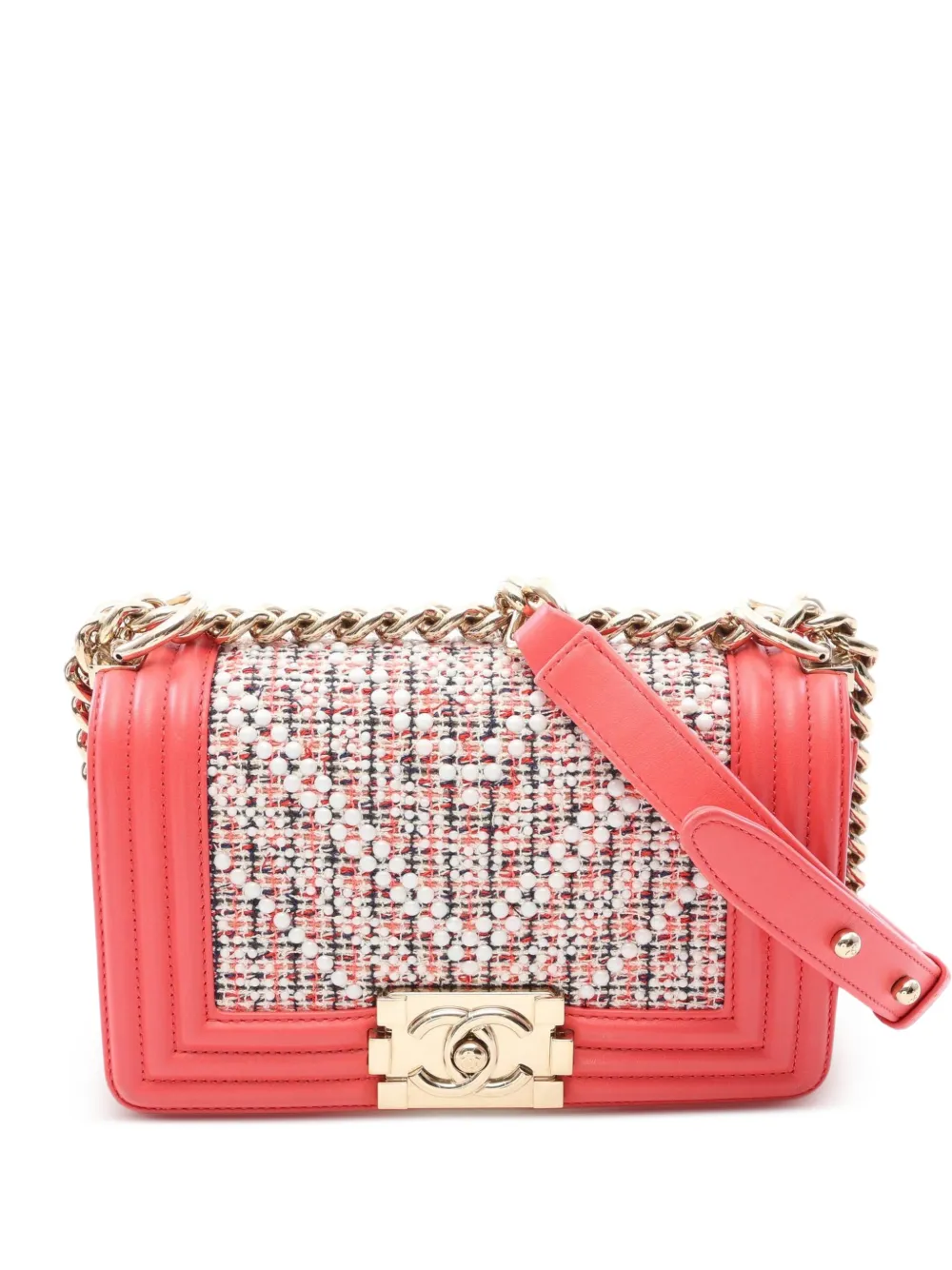 CHANEL Pre-Owned 2019 small Boy tweed cross body bag - Rosa