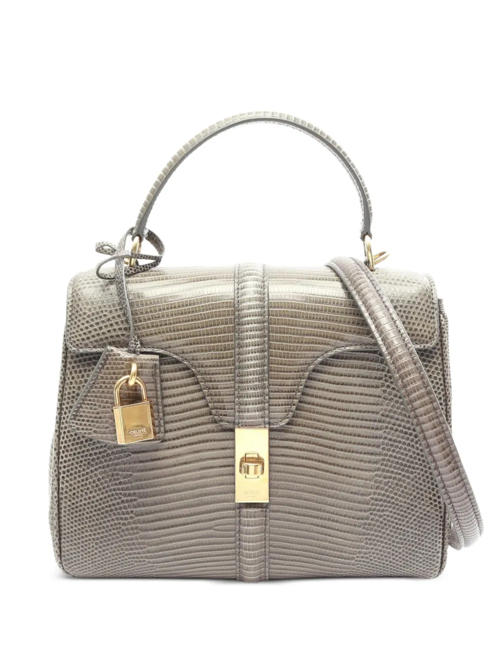 Celine Pre-Owned 2000s small 16 lizard-effect tote bag - Grigio