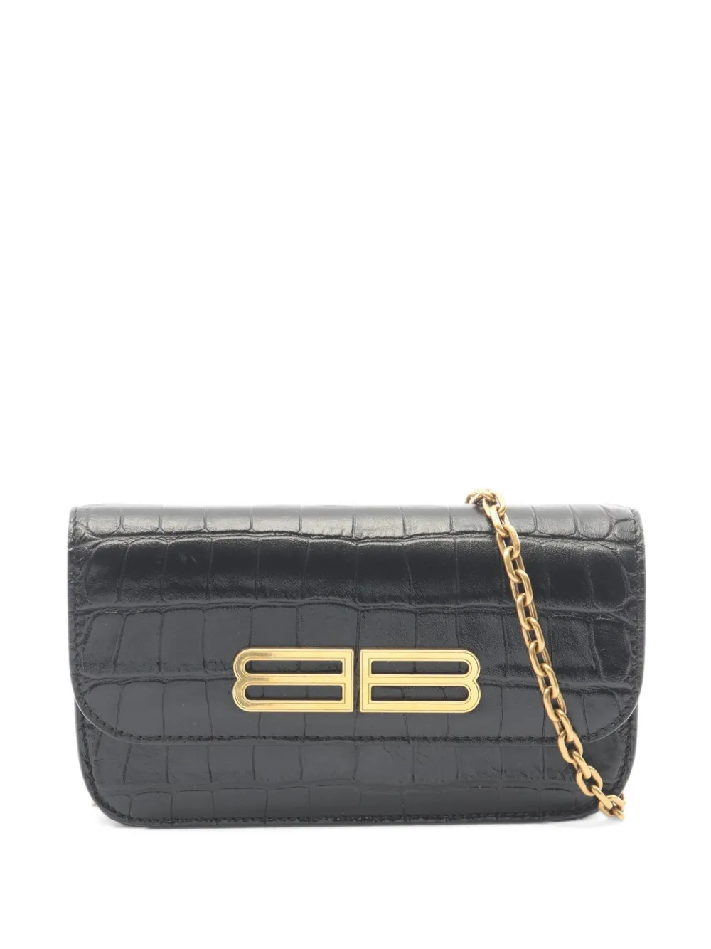 Balenciaga Pre-Owned 2010s Gossip croc-embossed chain wallet - Nero