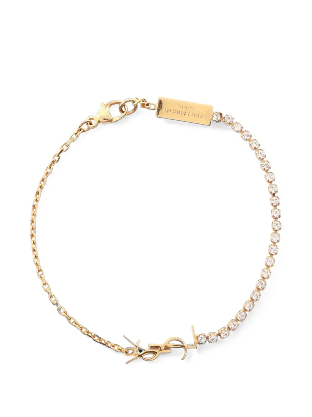 Saint Laurent Pre-Owned 2010s rhinestone bracelet - Gold