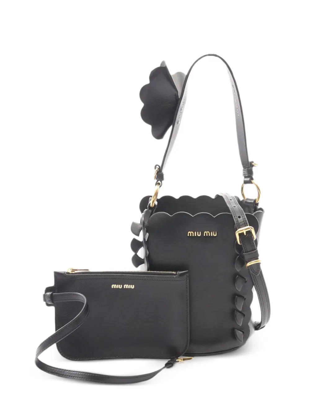Miu Miu Pre-Owned sac seau à fleurs (années 2010) - Noir Miu Miu Pre-Owned sac seau à fleurs (années 2010) - Noir