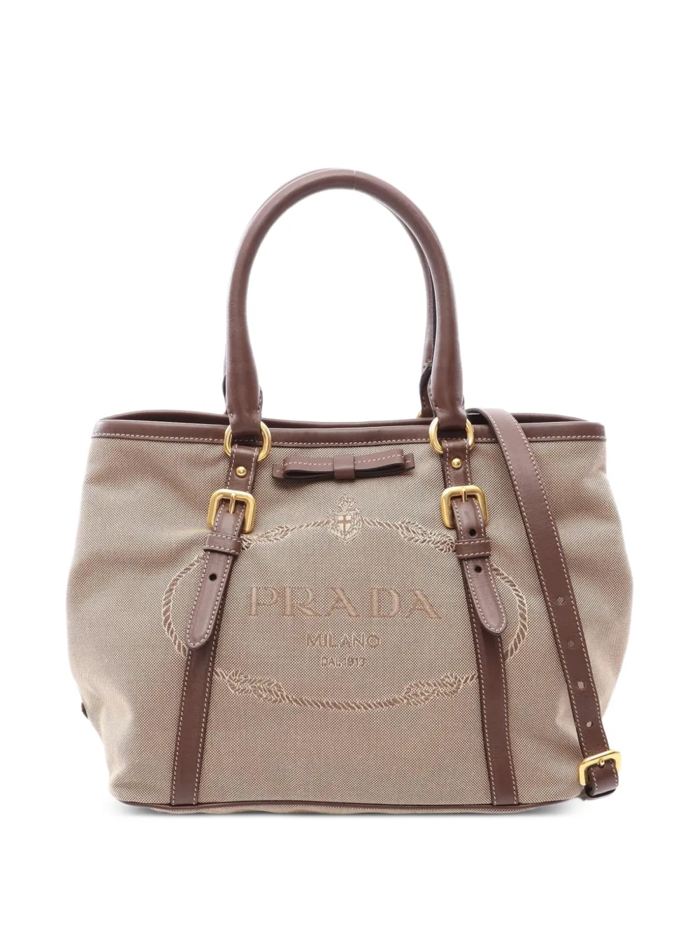 Prada Pre-Owned 2010s logo-jacquard two-way handbag - Toni neutri