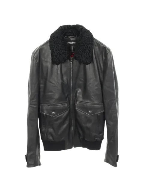 Dolce & Gabbana Pre-Owned shearling-collar leather jacket