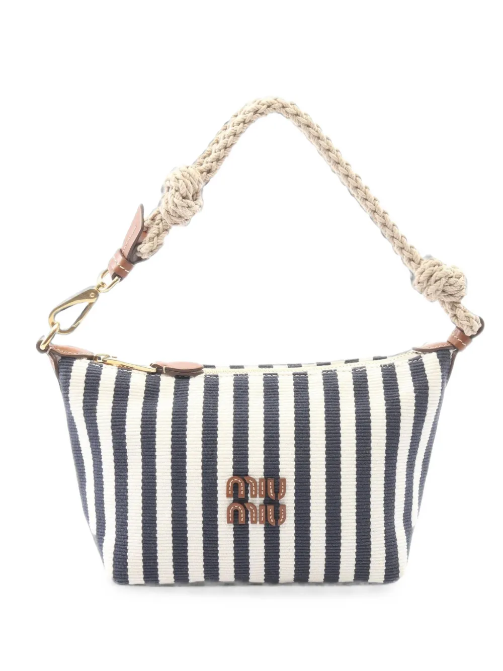 Miu Miu Pre-Owned 2010s Cannette Righe striped tote bag - Blau