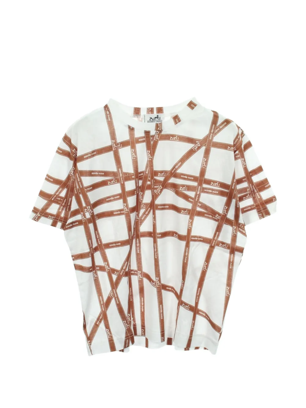 Hermès Pre-Owned 2010s Bolduc ribbon-print T-shirt - Weiß