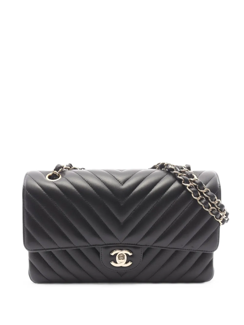 CHANEL Pre-Owned 2017-2018 Chevron V-stitch flap shoulder bag - Nero