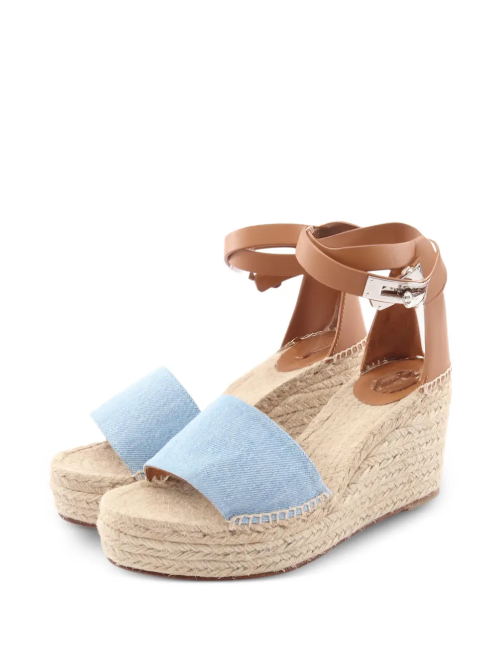 Hermès Pre-Owned 2020s Tipori Kelly buckle wedge sandals - Marrone