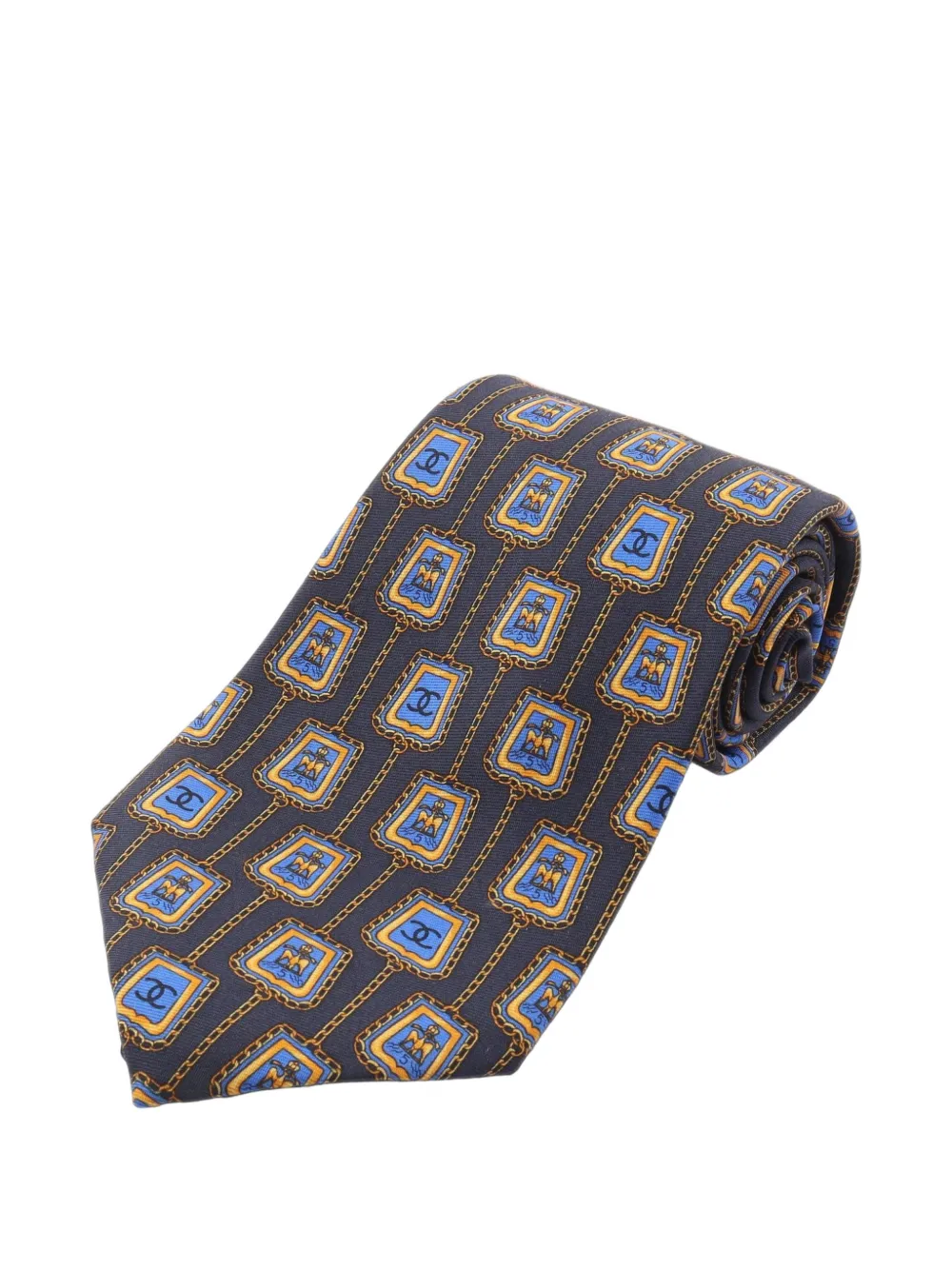 CHANEL Pre-Owned 1986-1988 Chain Pattern tie - Blu