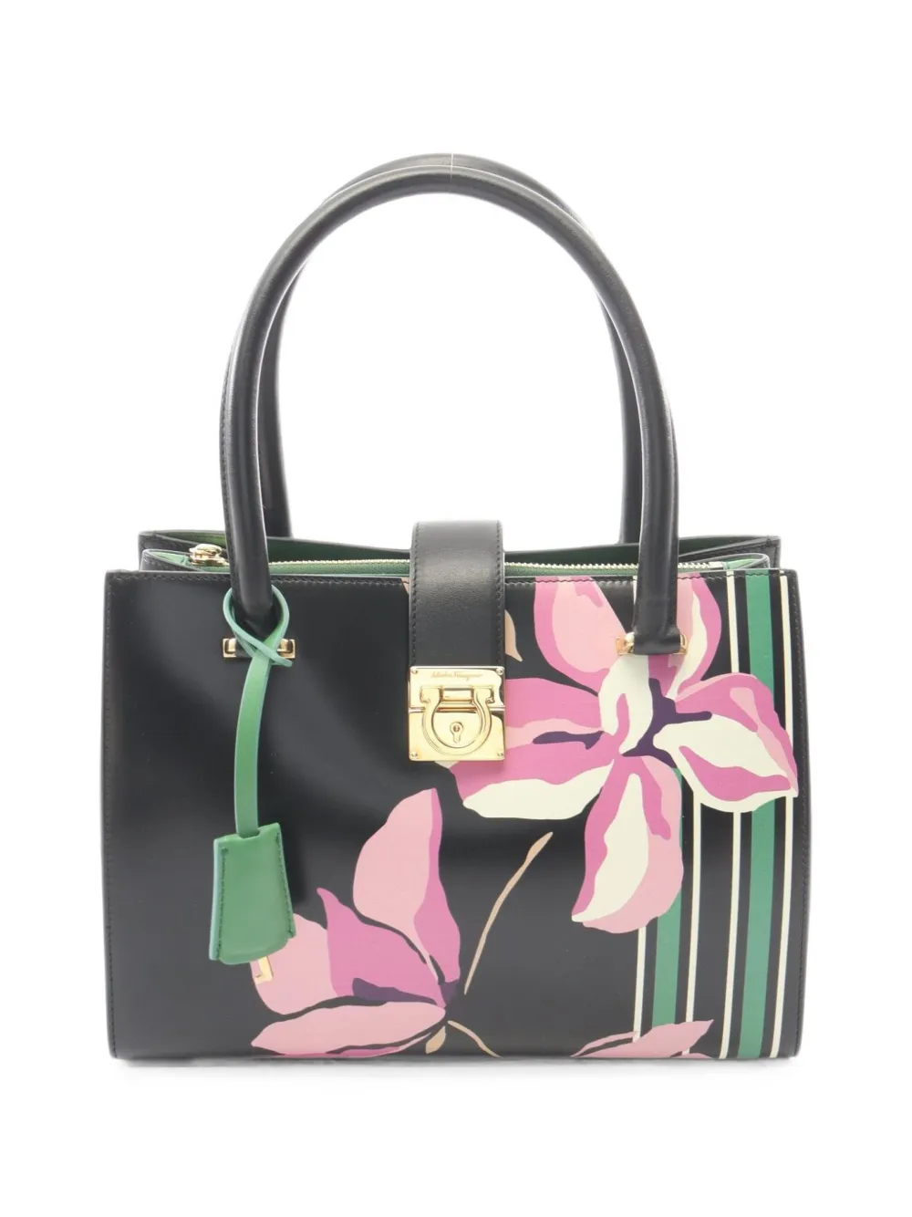Ferragamo Pre-Owned 2010s Gancini flower handbag - Nero
