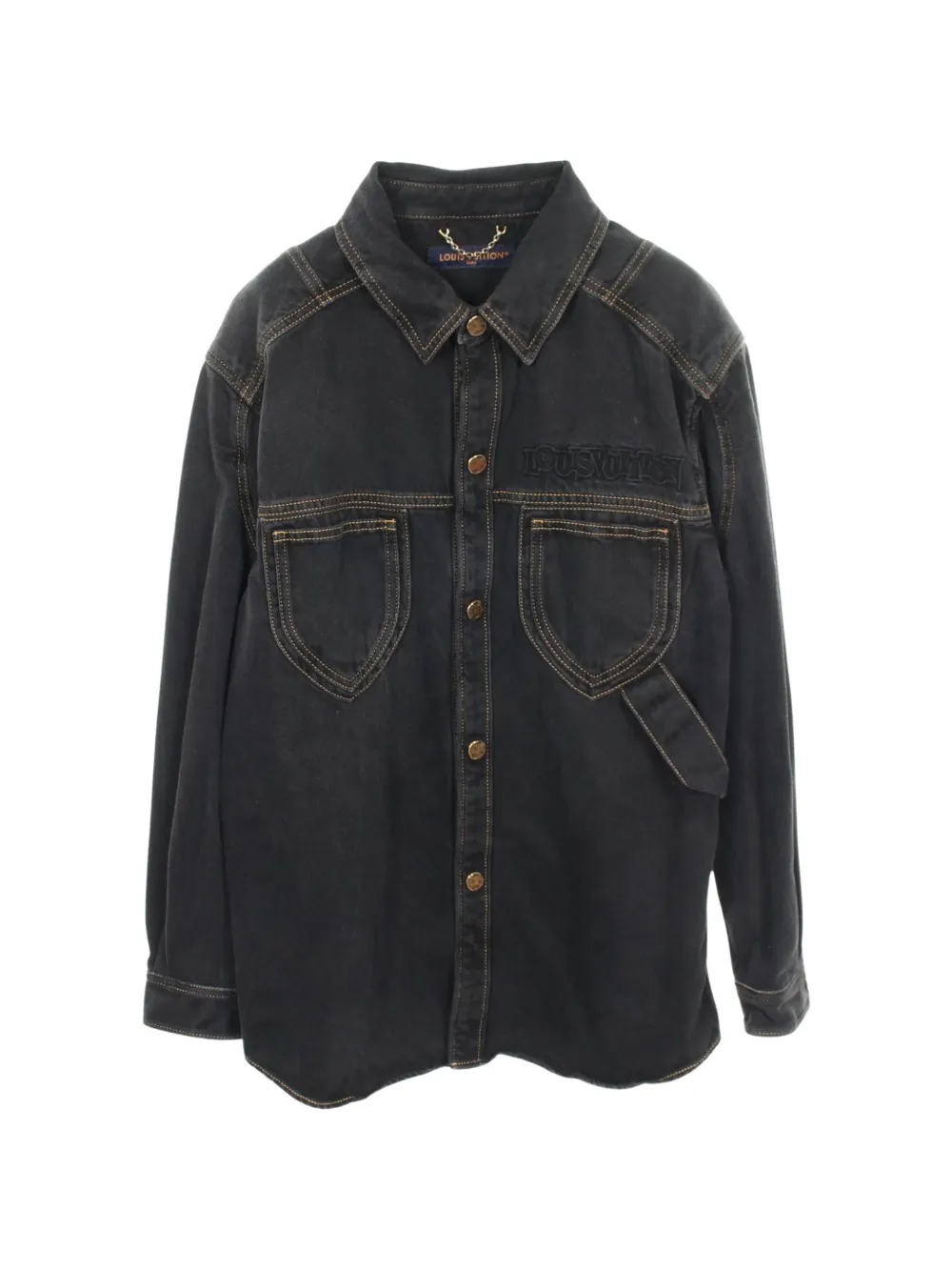 Louis Vuitton Pre-Owned 2010s logo-embroidered denim jacket - Grau
