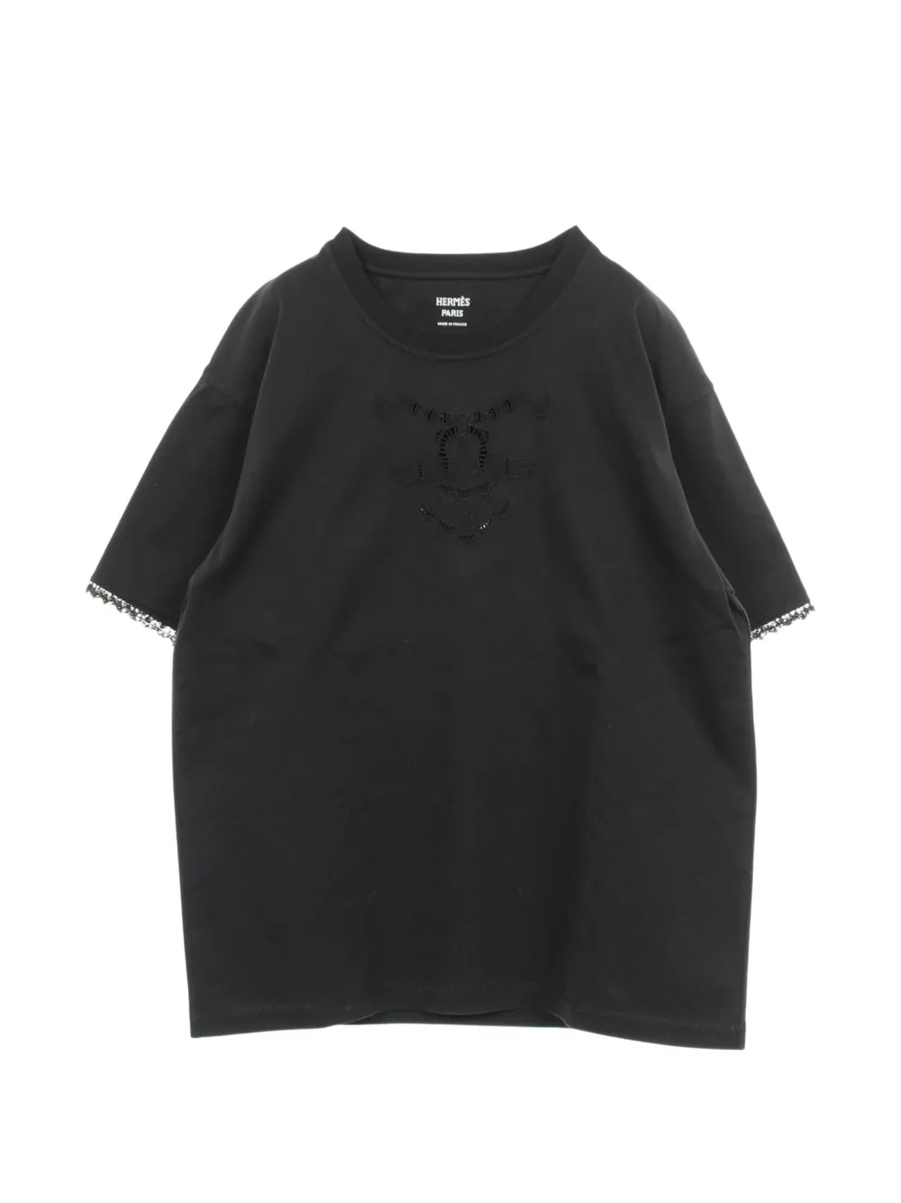 Hermès Pre-Owned 2010s Palefroi Parfroy lace-trim T-shirt - Nero