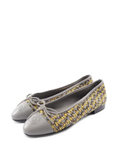 CHANEL Pre-Owned 1986-1988 tweed CC-logo ballet flats