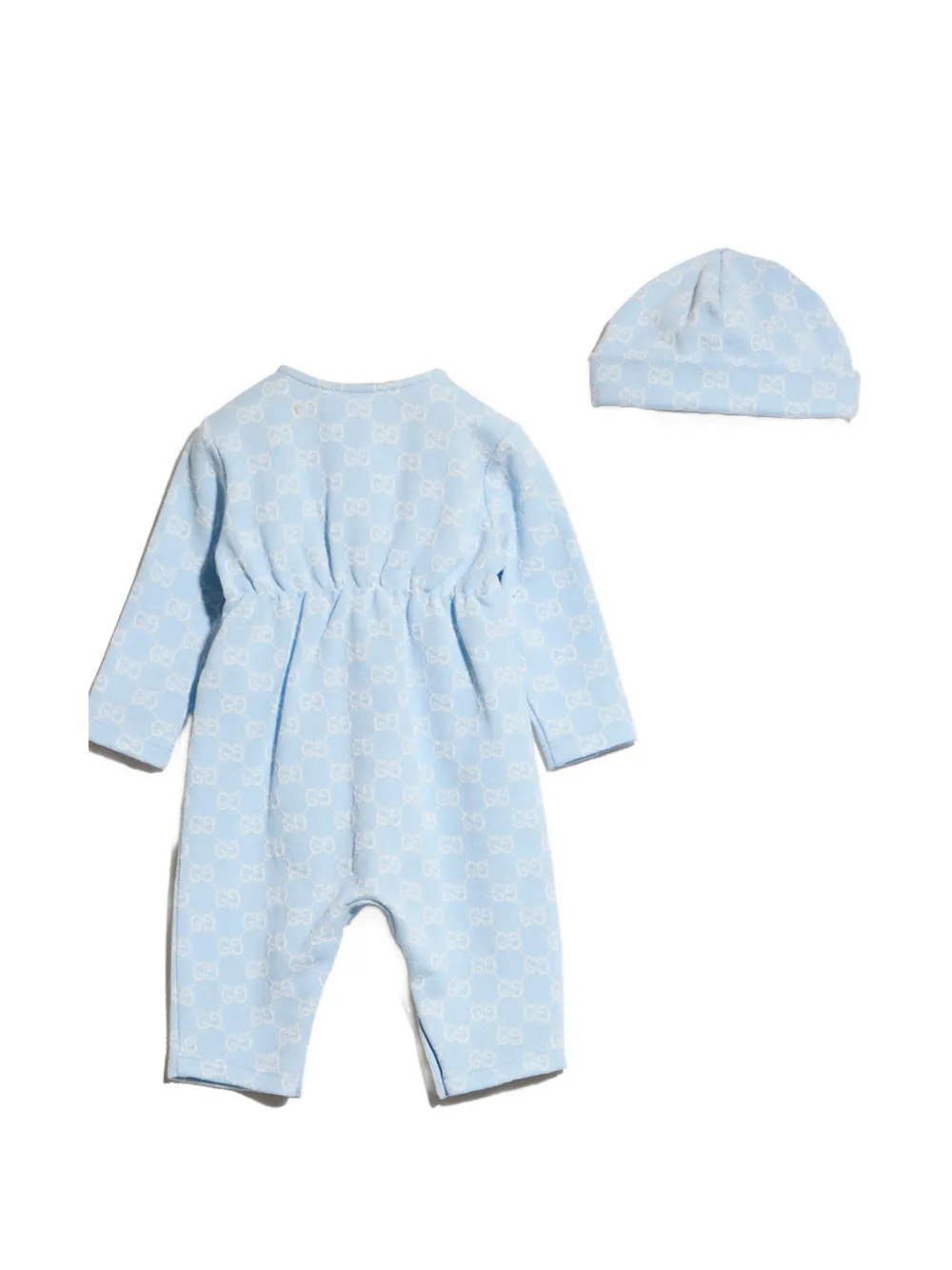 Gucci Kids Romper en muts met GG-monogram-patroon Blauw