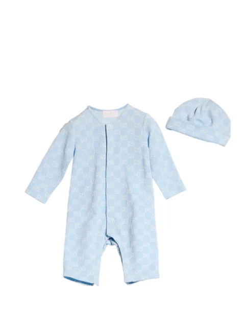 Gucci Kids GG monogram-pattern romper and beanie set