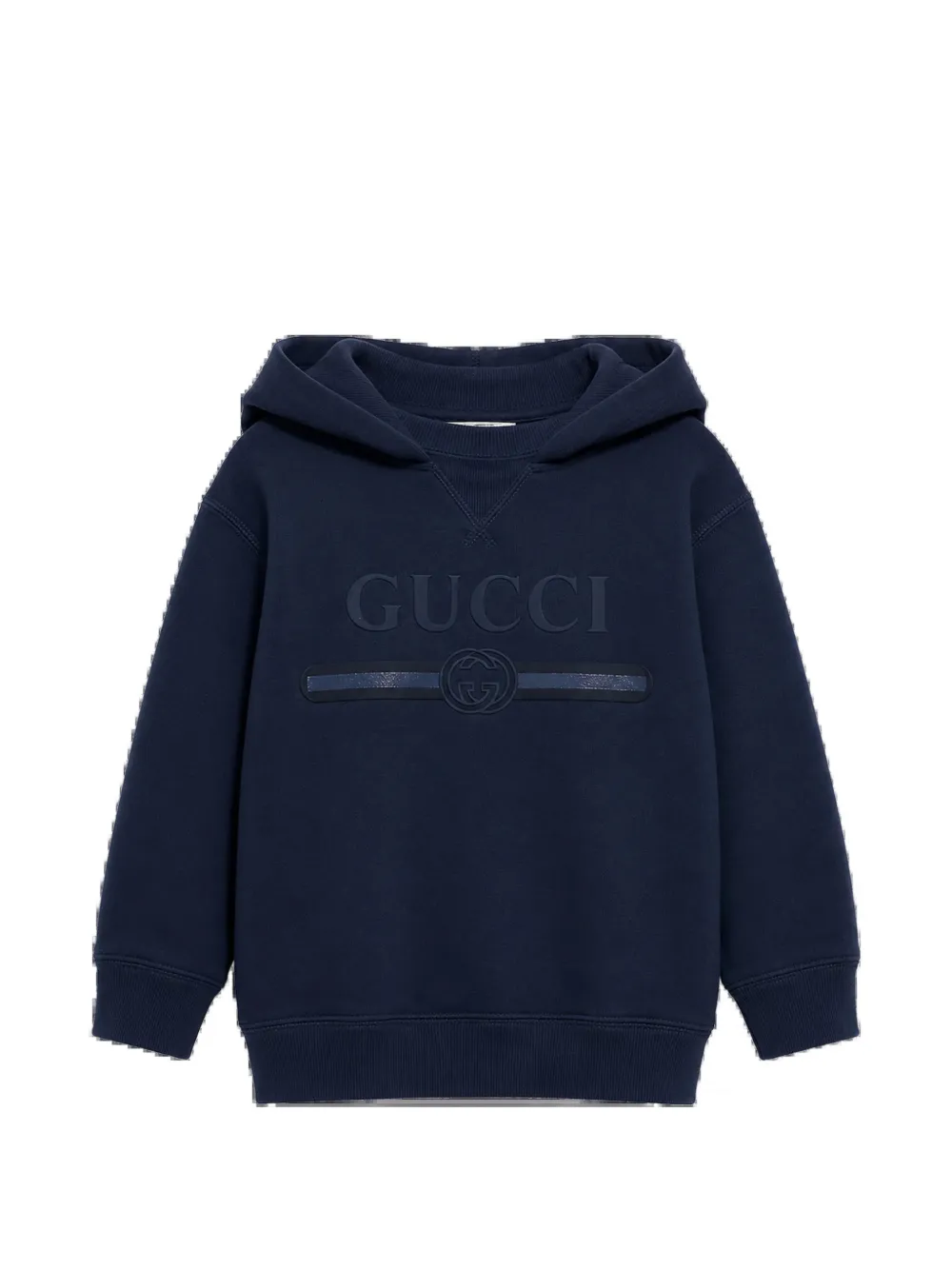Gucci Kids logo-embossed hoodie Blauw