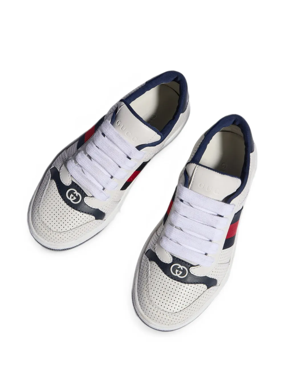 Gucci Kids Screener perforated sneakers Beige