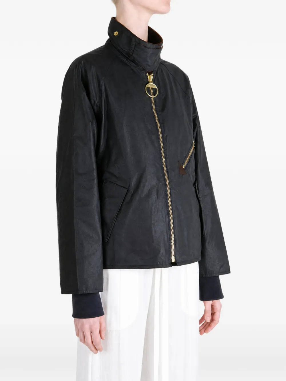 Barbour Arlene gewaxt jack Blauw