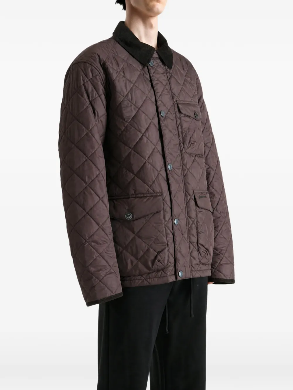 Barbour Hornby gewatteerd jack met ribfluwelen kraag Bruin