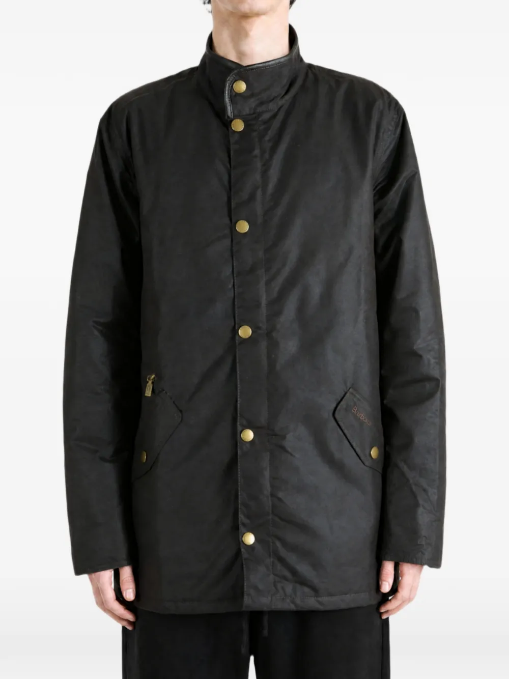 Barbour Prestbury jack van gewaxt katoen met trechterhals Bruin