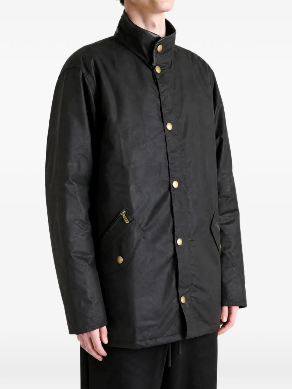 Barbour Prestbury jack van gewaxt katoen met trechterhals Bruin