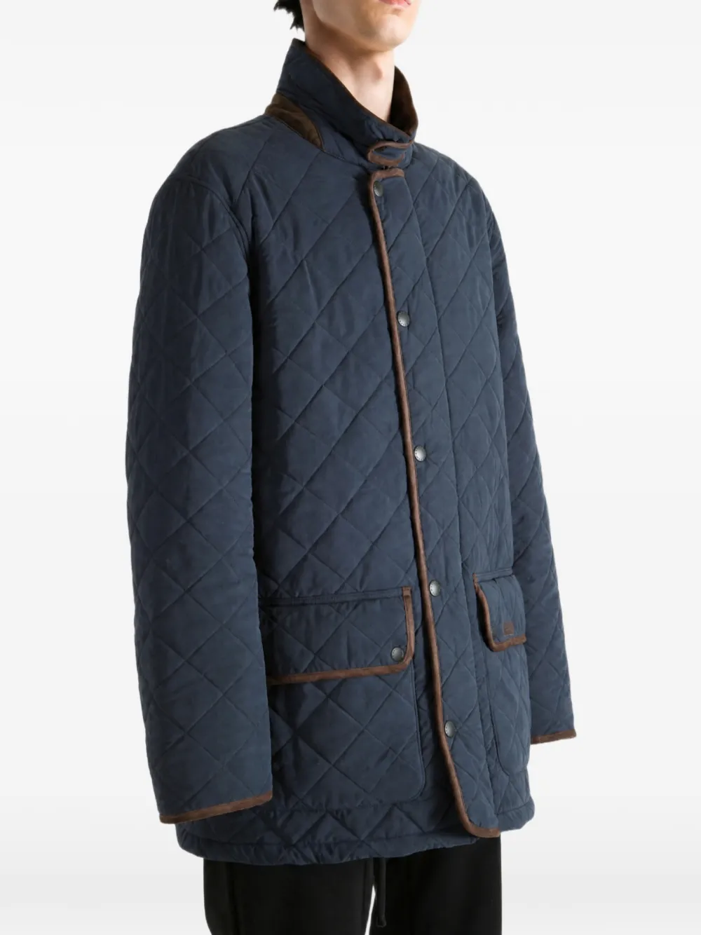 Barbour Thursby gewatteerd jack met ribfluwelen kraag Blauw