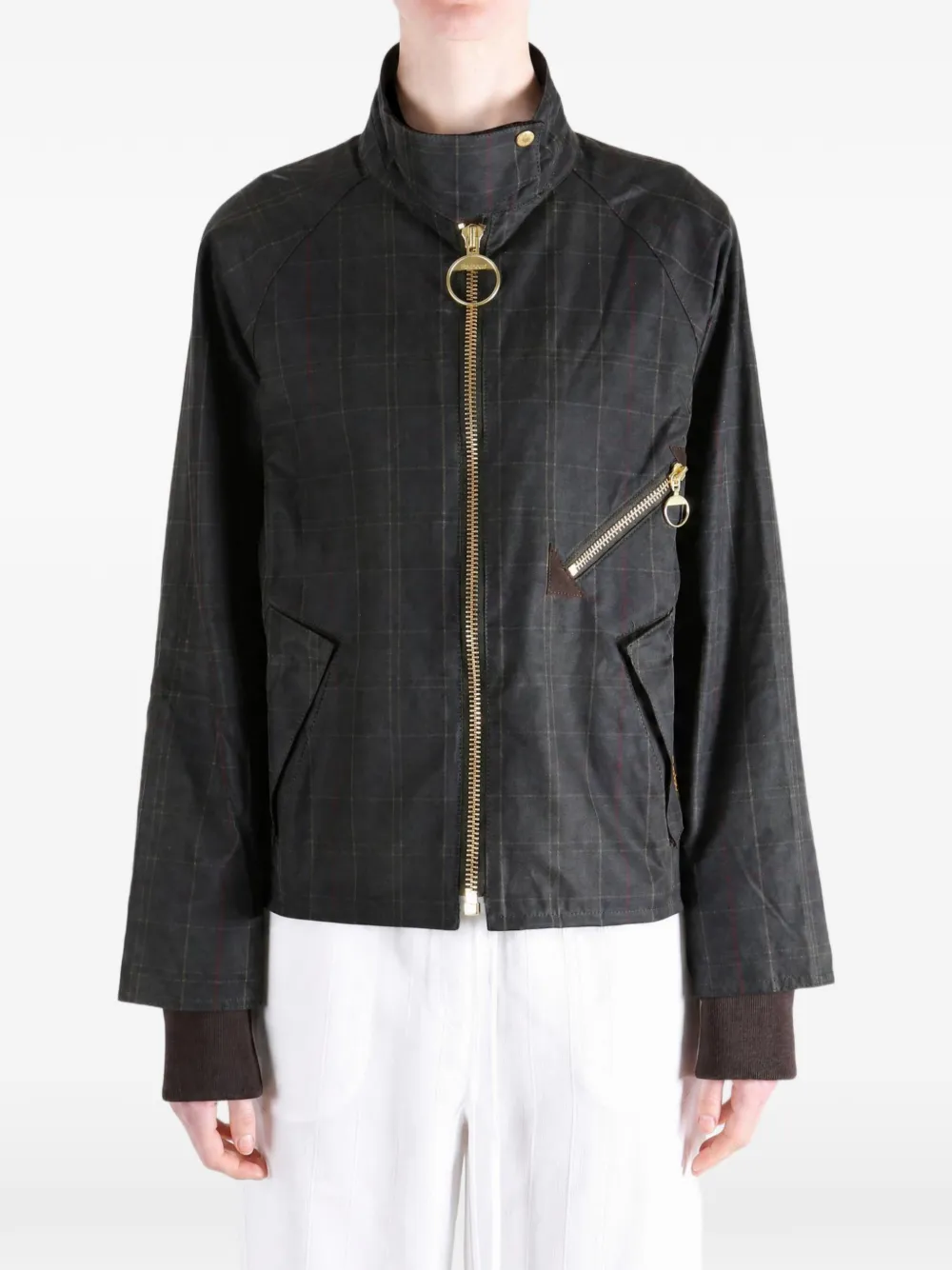 Barbour Arlene check-pattern waxed jacket Groen