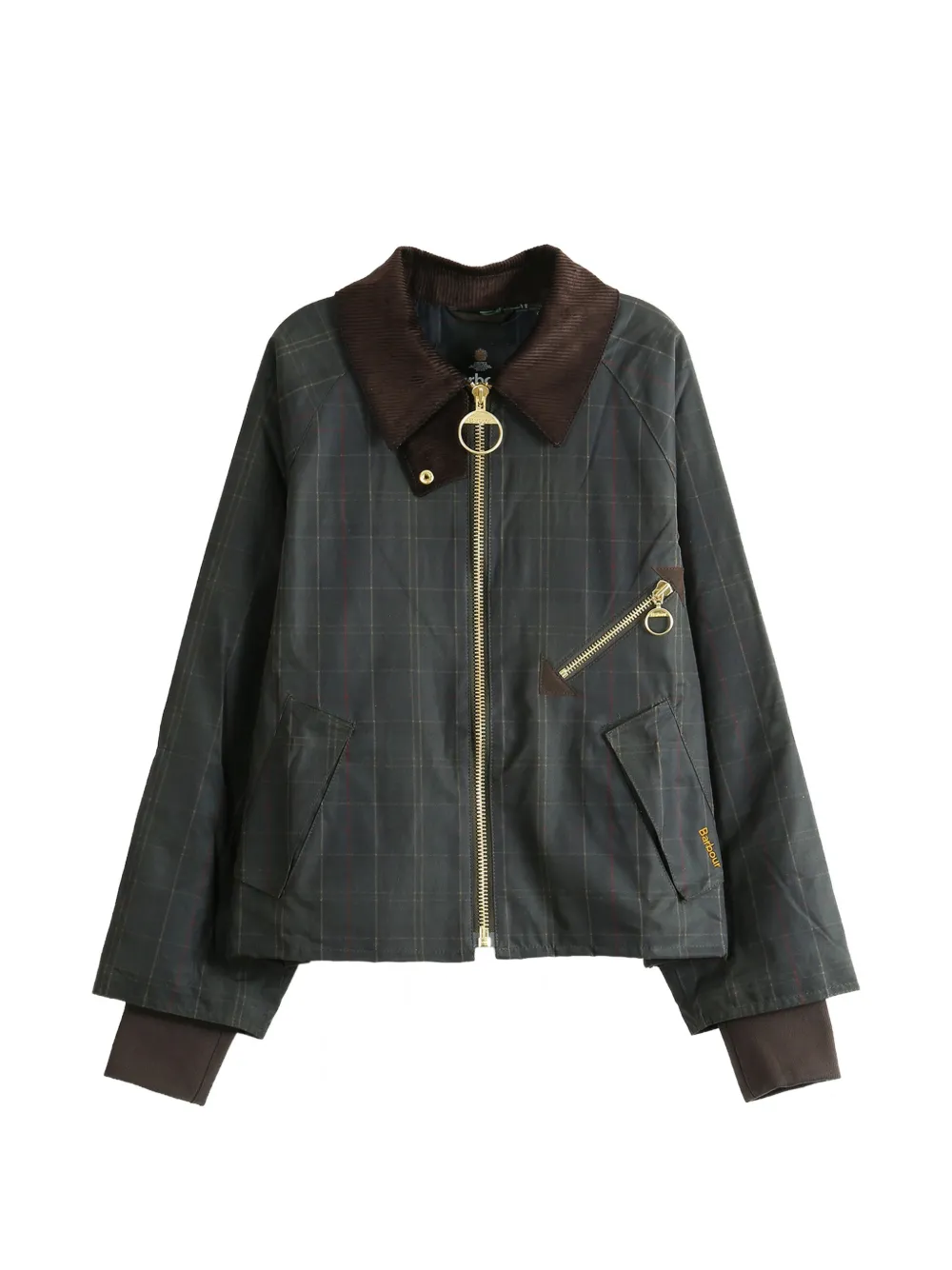 Barbour Arlene check-pattern waxed jacket Groen
