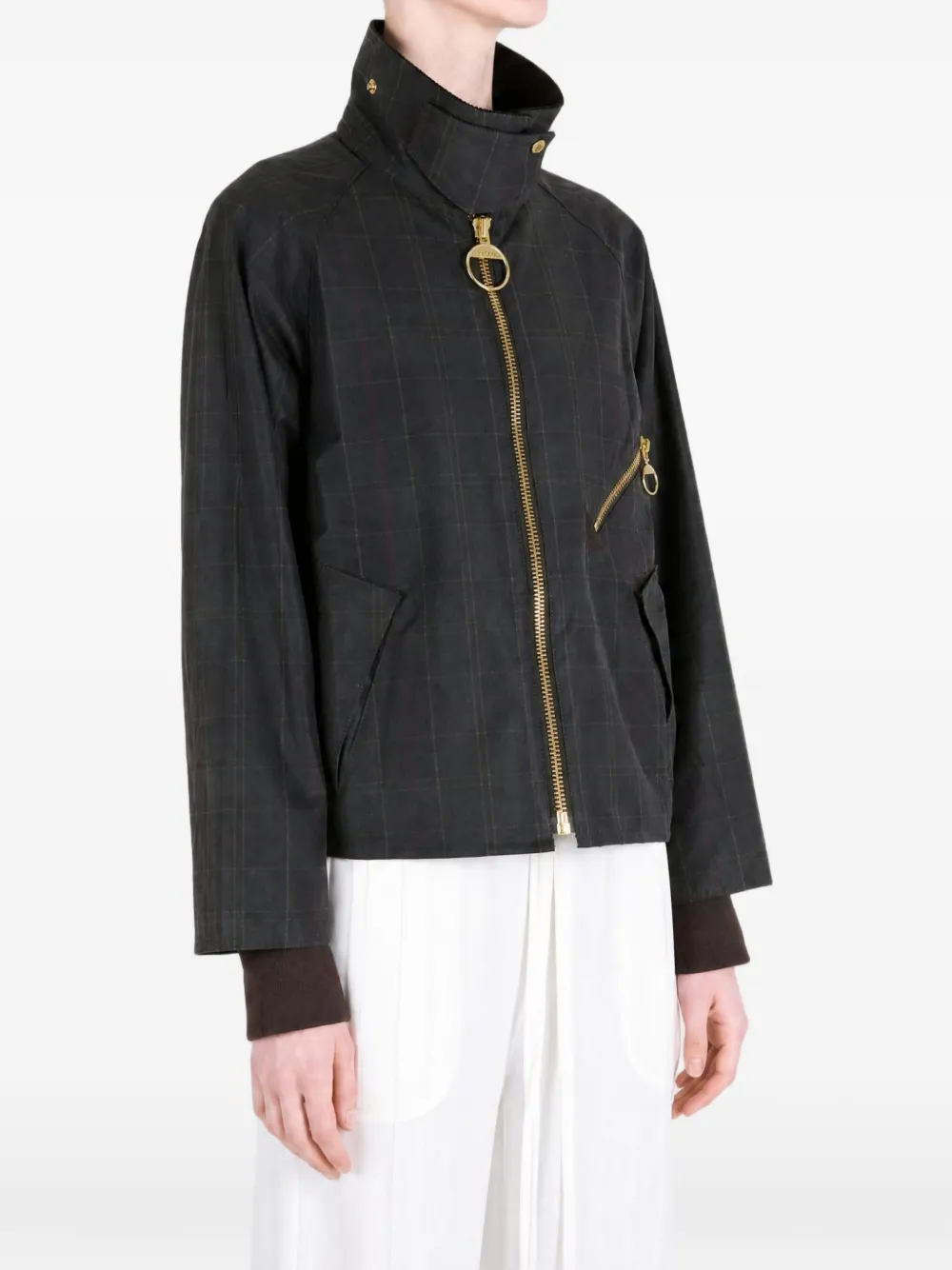 Barbour Arlene check-pattern waxed jacket Groen