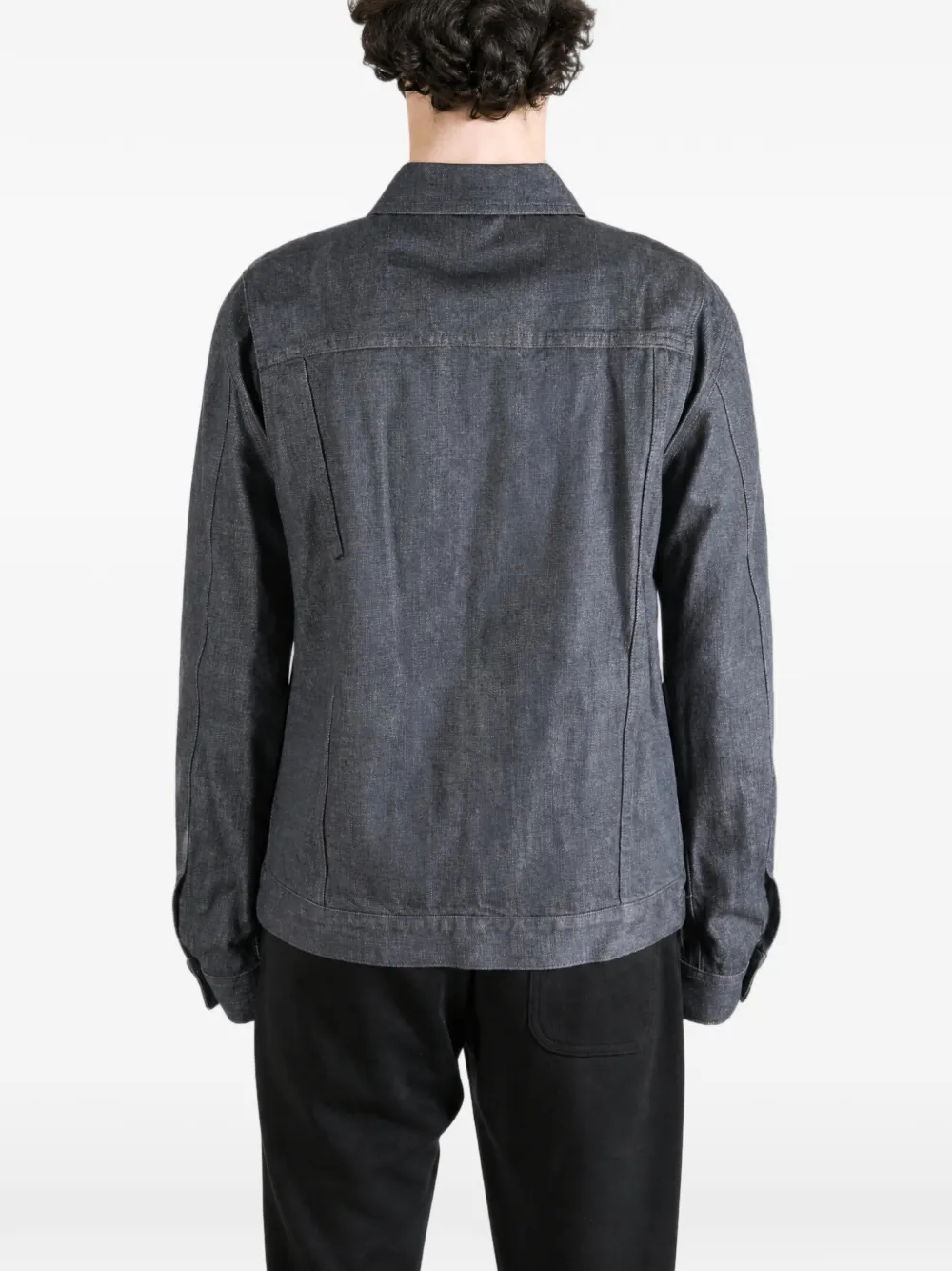 Kozaburo Denim jack met rits Grijs
