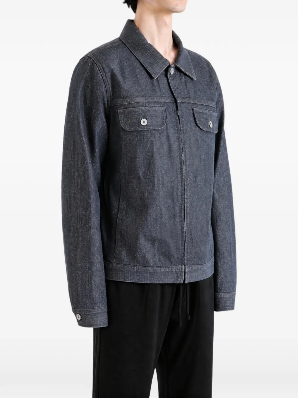 Kozaburo Denim jack met rits Grijs
