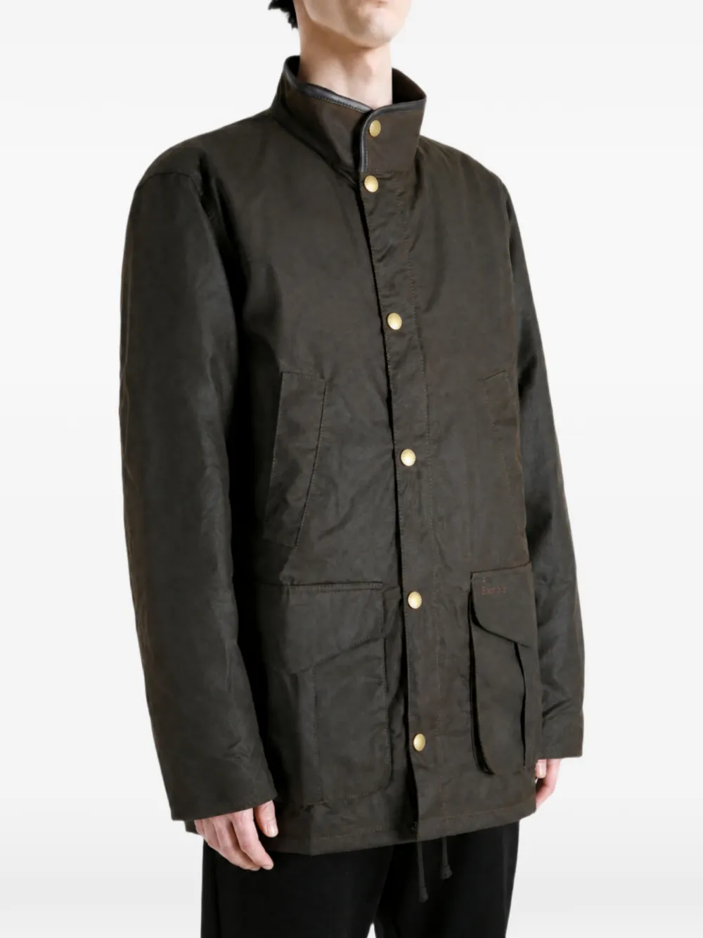 Barbour Hereford jack van gewaxt katoen met trechterhals Groen