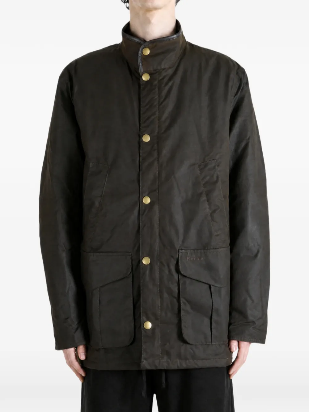 Barbour Hereford jack van gewaxt katoen met trechterhals Groen