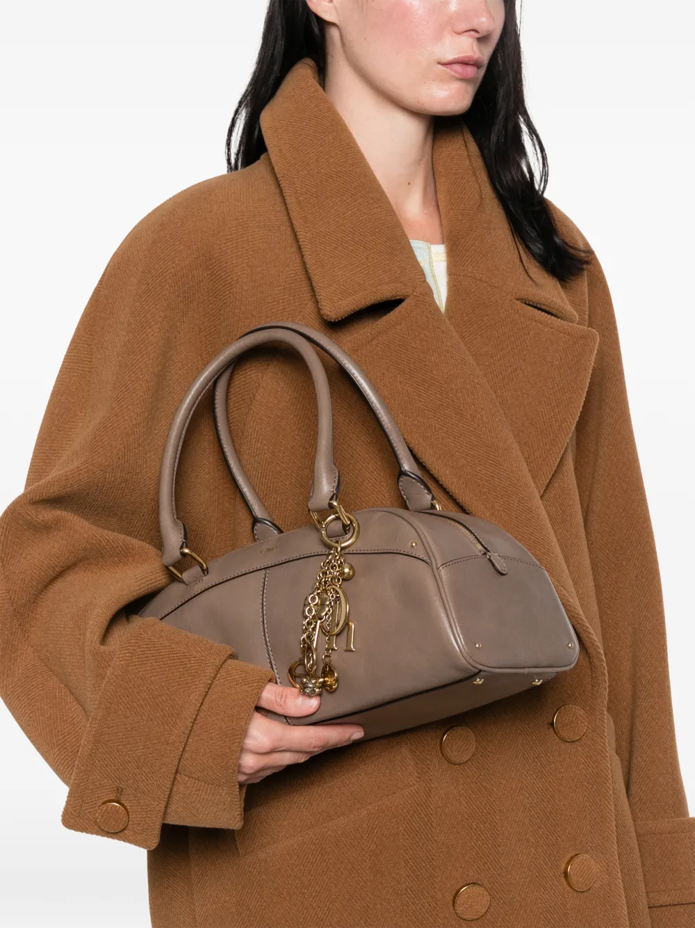 Chloé Bowling leren shopper Bruin