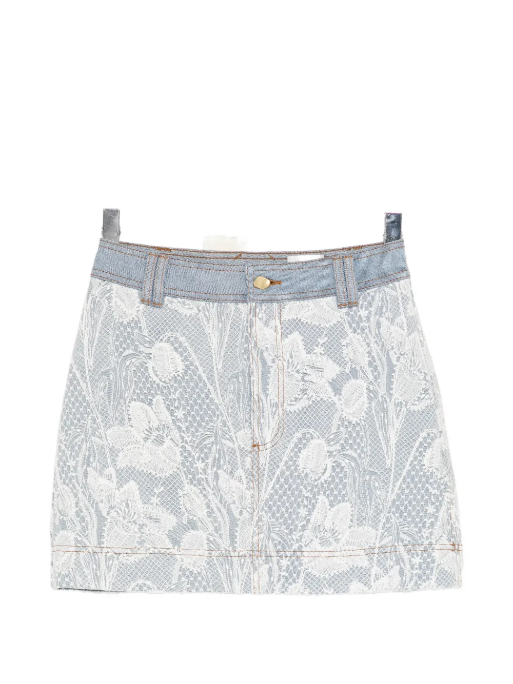 Aje blossom laced denim mini skirt - Blu