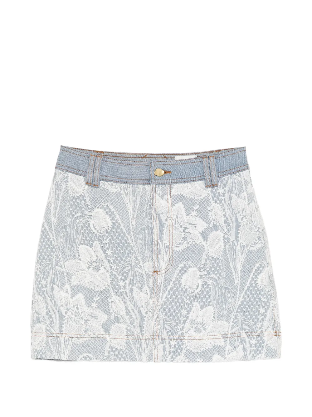 Aje blossom laced denim mini skirt - Blu