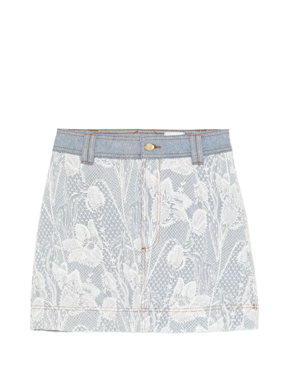 Aje blossom laced denim mini skirt - Blu