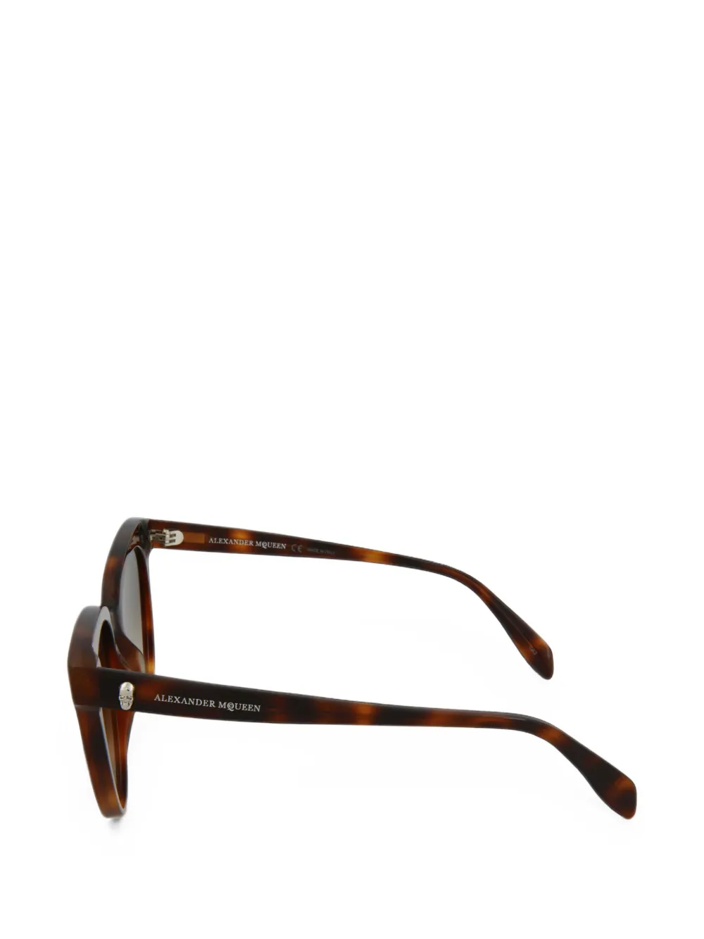 Alexander McQueen Eyewear Zonnebril met cat-eye montuur en doodskopdetail Bruin