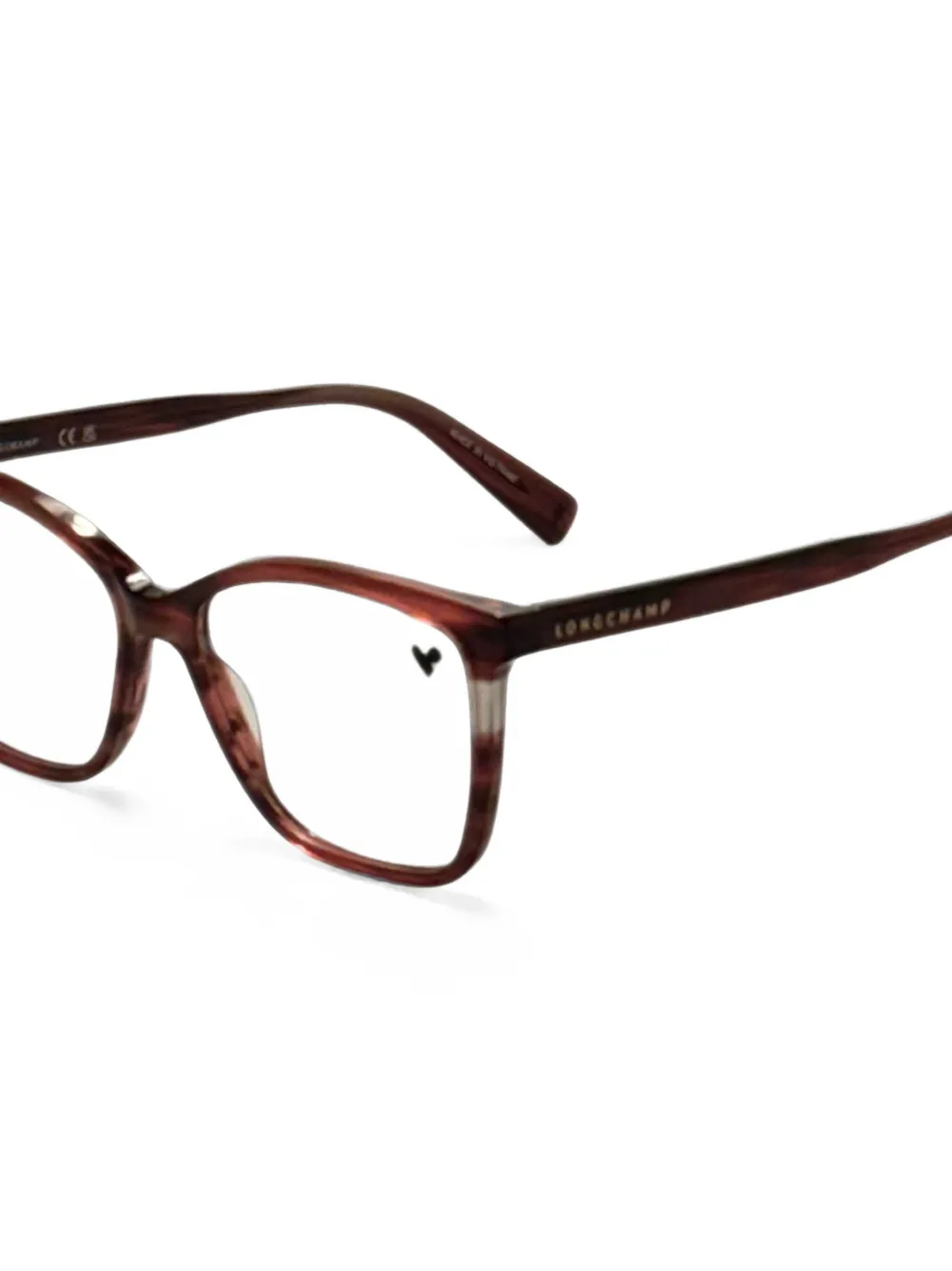 Longchamp Gestreepte bril met rechthoekig montuur Rood