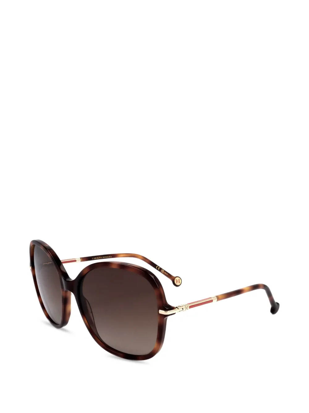 Carolina Herrera tortoiseshell-effect round-frame sunglasses