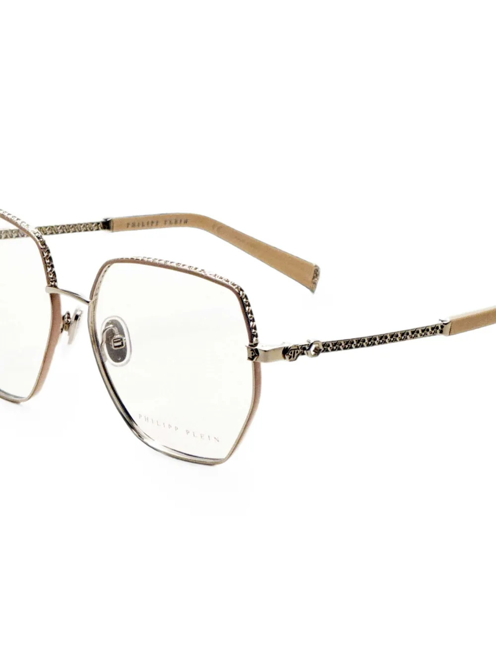 Philipp Plein Eyewear Bril met geometrisch montuur verfraaid met kristallen Goud