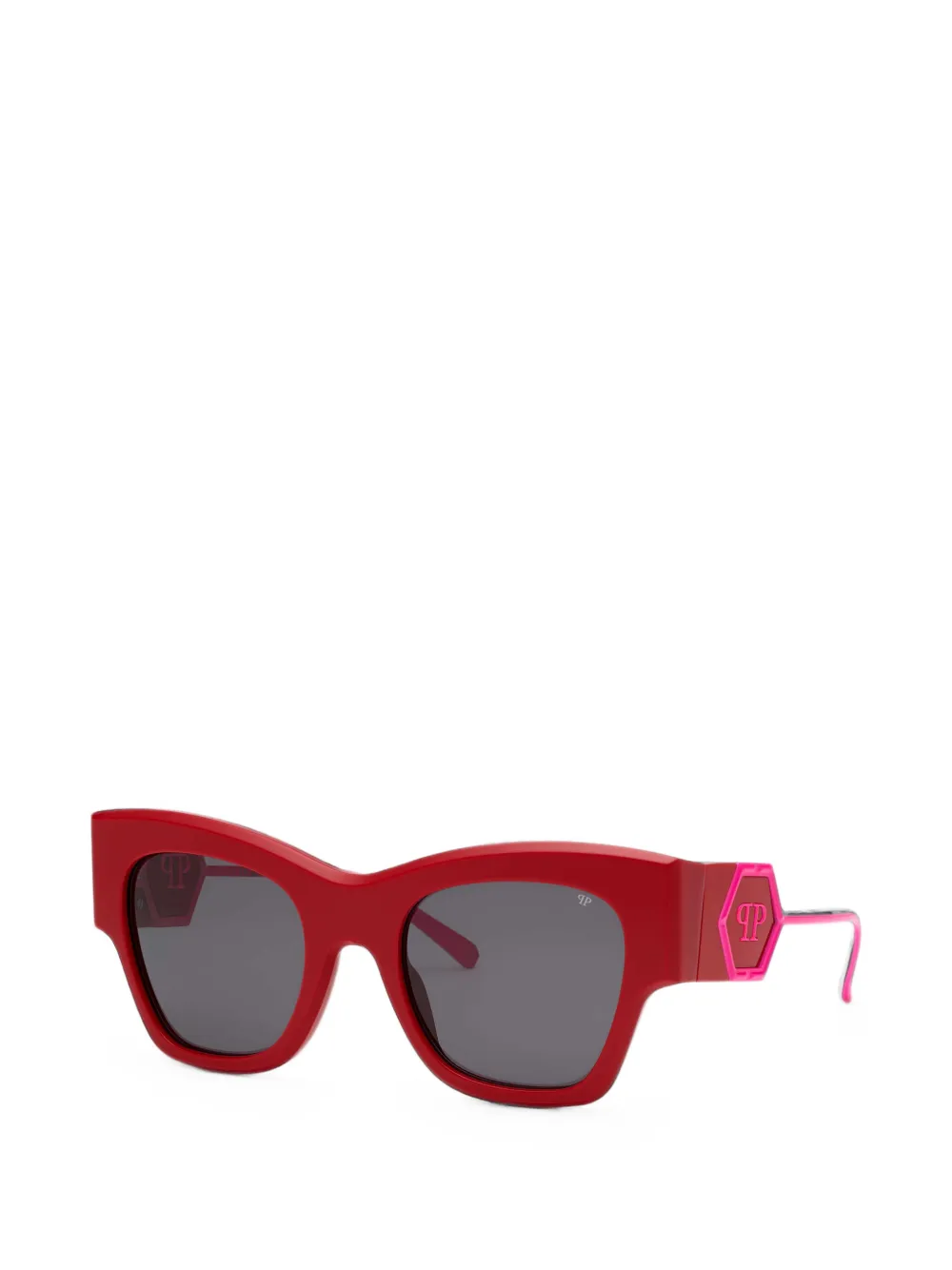 Philipp Plein Eyewear logo-plaque cat-eye sunglasses - Rosso